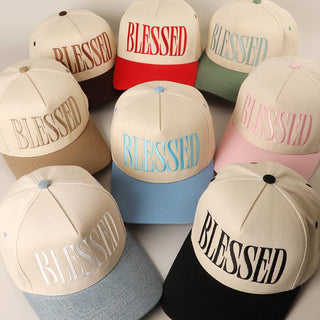 BLESSED Lettering Embroidery Baseball Cap
