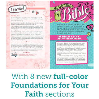 Tyndale NLT Girls Life Application Study Bible, TuTone (LeatherLike, Purple/Teal), NLT Bible with Over 800 Notes and Features, Foundations for Your Faith Sections