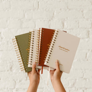 Church Notes Journal- White Spiral Linen- Christian Notebook