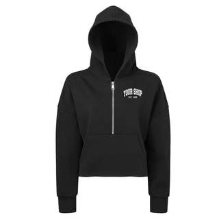 Custom Branded Logo Half Zip Cropped Hoodie With Thumbhole (MIN. 3)