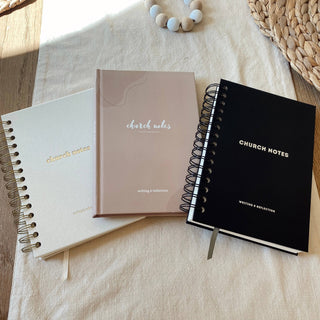 Church Notes Journal- White Spiral Linen- Christian Notebook
