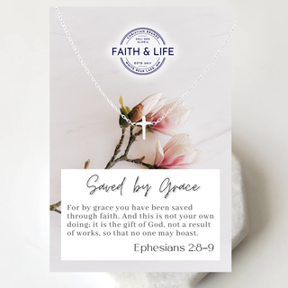 "Saved By Grace" Dainty Cross Necklace