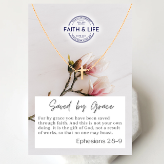 "Saved By Grace" Dainty Cross Necklace