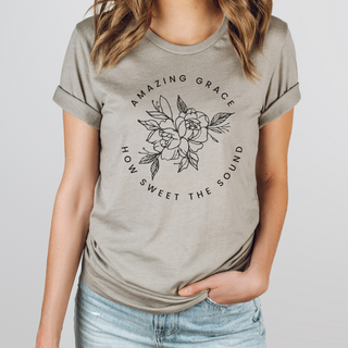Amazing Grace Floral Graphic Tee With Black Graphic Print