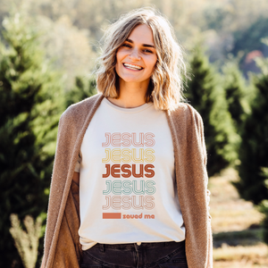 Jesus Jesus Jesus Saved Me Fall Short Sleeve Graphic T-Shirt in Multiple Color Options