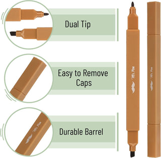 Dual Tip Aesthetic Highlighters, 8 pcs, Chisel & Fine Tips