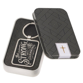 Keychain in Tin Be Strong & Courageous Josh. 1:9