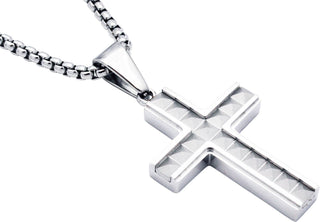 Men's S.Steel Cross Pendant with CZ