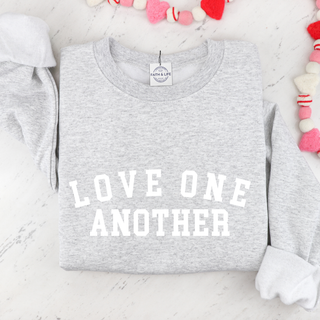 Love One Another Christian Cozy Crewneck Valentine Sweatshirt