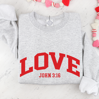 Love John 3:16 Christian Cozy Crewneck Valentine Sweatshirt
