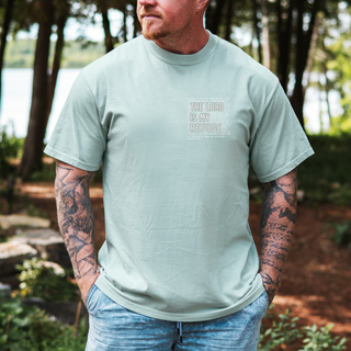 In the Lord I Take Refuge Psalm 61 Comfort Colors T-shirt - Front Only Pocket Design - March 2026 Collection