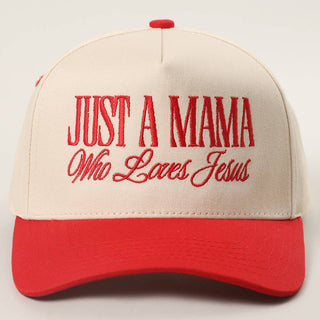 JUST A MAMA WHO LOVES JESUS Embroidery Two-Tone Trucker Hat