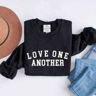 Love One Another Christian Cozy Crewneck Valentine Sweatshirt