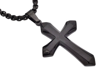 Men's Black S.Steel Cross Pendant w / 24" Chain