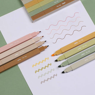 Dual Tip Aesthetic Highlighters, 8 pcs, Chisel & Fine Tips