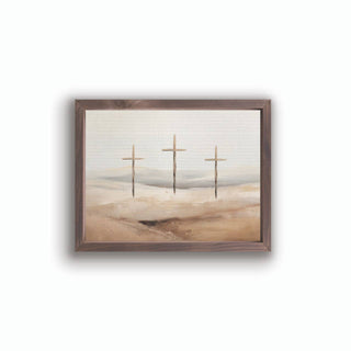 Wonderous Watercolors  Framed Linen Art - Three Crosses