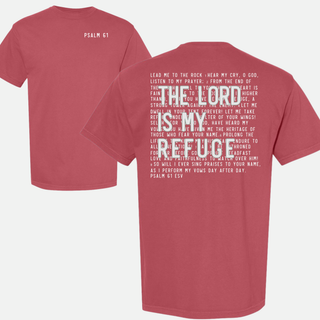 In the Lord I Take Refuge Psalm 61 Comfort Colors Tshirt - Back Design - March 2026 Collection