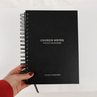 Church Notes Journal - Size Large, Black Spiral (7 x 10")