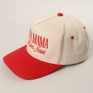 JUST A MAMA WHO LOVES JESUS Embroidery Two-Tone Trucker Hat