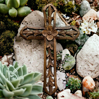 Rosemary Hand Carved Wood Wall Cross