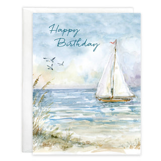 With Scripture Birthday Greeting Card - Sailboats and Gulls
