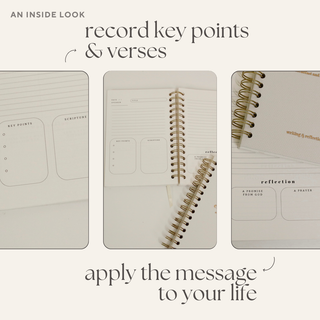 Church Notes Journal- White Spiral Linen- Christian Notebook