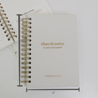 Church Notes Journal- White Spiral Linen- Christian Notebook