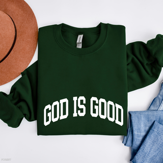 God is Good Cozy Crewneck Sweatshirt