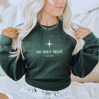 Oh Holy Night Christian Christmas Cozy Crewneck Sweatshirt