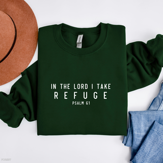 In the Lord I Take Refuge Psalm 61 Crewneck Sweatshirt - March 2026 Collection - Front Only