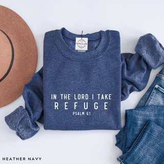 In the Lord I Take Refuge Psalm 61 Crewneck Sweatshirt - March 2026 Collection - Front Only