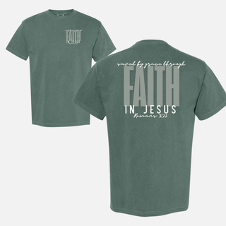 Saved By Grace Through Faith in Jesus Christian Crewneck T-Shirt Apparel