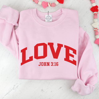 Love John 3:16 Christian Cozy Crewneck Valentine Sweatshirt