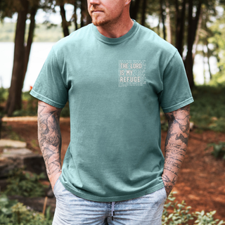 In the Lord I Take Refuge Psalm 61 Comfort Colors T-shirt - Front Only Pocket Design - March 2026 Collection
