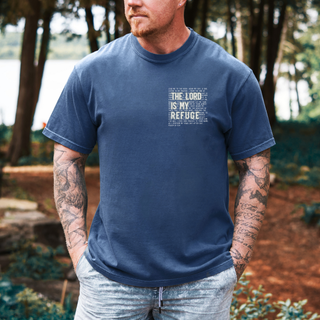 In the Lord I Take Refuge Psalm 61 Comfort Colors T-shirt - Front Only Pocket Design - March 2026 Collection