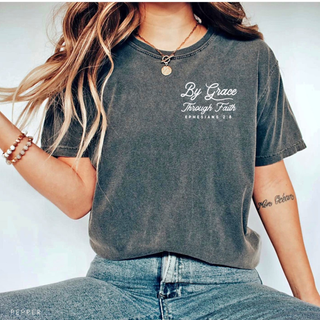 By Grace Through Faith Christian Graphic T-Shirt