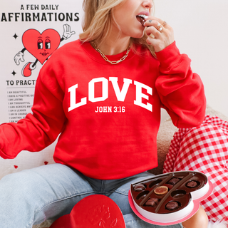 Love John 3:16 Christian Cozy Crewneck Valentine Sweatshirt
