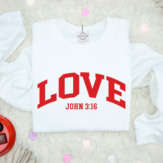 Love John 3:16 Christian Cozy Crewneck Valentine Sweatshirt