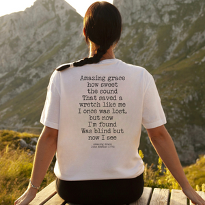Amazing Grace Hymn Vintage Wash Tee Shirt Front and Back Design