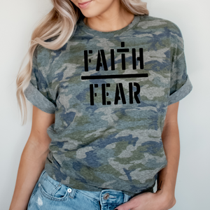Faith Over Fear Camo T Shirt - Naptime Faithwear