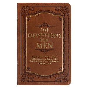 101 Devotions for Men  Tawny Brown Faux Leather Devotional -