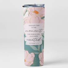 Perhaps This Is The Moment Floral Esther Bible Verse Stainless Steel Double-Wall Insulated 20oz. Travel Tumbler With Straw For Hot or Cold Beverages