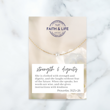 "Strength and Dignity" 14k Gold Freshwater Pearl Inspirational Proverbs Necklace