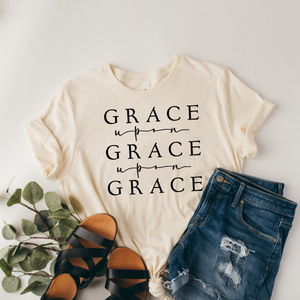 Grace Upon Grace Crew Neck Tee in Neutral/Warm Color Options- Naptime Faithwear