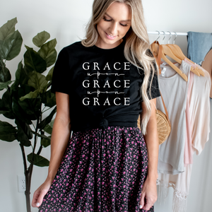 Grace Upon Grace Crew Neck T Shirt in Cool Toned Options- Naptime Faithwear