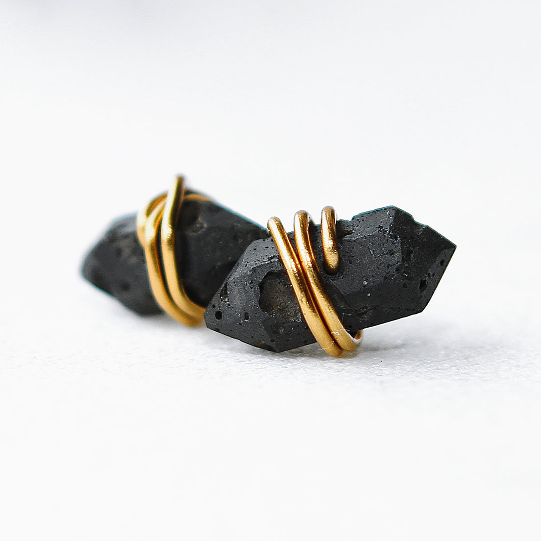 Lava Stone Aromatherapy Crystal Point Post Earrings