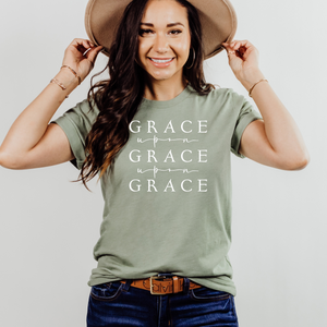 Grace Upon Grace Crew Neck T Shirt in Cool Toned Options- Naptime Faithwear