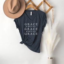 Grace Upon Grace V- Neck Tee in Multiple Color Options- Naptime Faithwear