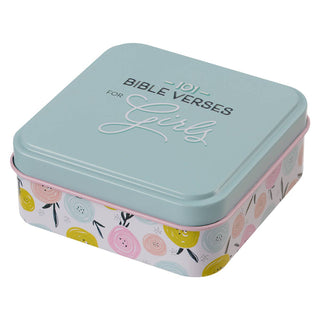 101 Bible Verses For Girls Blue Scripture Cards in a Tin