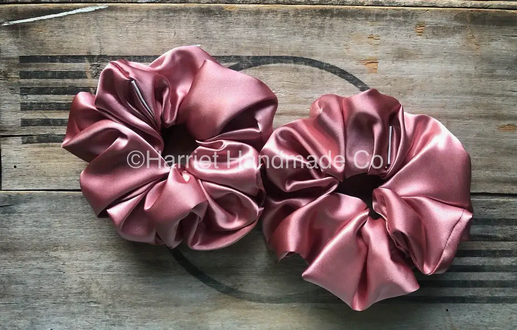 Extra Large Dusty Rose Pink Satin Hair Scrunchie